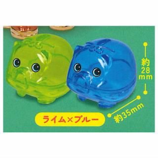 スケルトン 子豚貯金箱マスコット2 [3.グリーン×ピンクラメ],J