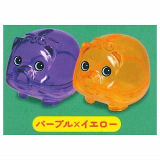 スケルトン 子豚貯金箱マスコット2 [3.グリーン×ピンクラメ],J