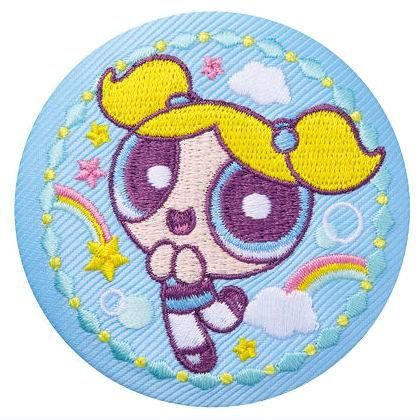 パワーパフガールズ 刺繍缶バッジビスケット [4.バブルス1]※お菓子は