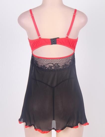 レッドライン　バスト強調ベビードール【カラー：ブラック】【サイズ：M/L/LL/3L/4L/5L/6L/7L】