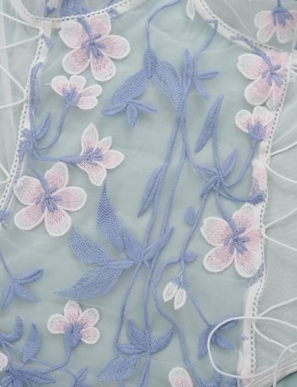 透け生地　青花柄刺繍テディ【カラー：ホワイト】【サイズ：LL/3L/4L/5L】