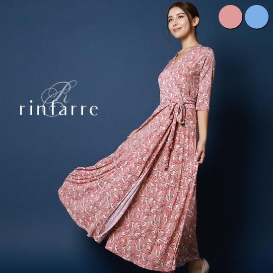 韓国製 | rinfarre | 花柄 パステルVネック カシュクール 七分袖 韓国製 | rinfarre | 花柄 パステルVネック カシュクール 七分袖