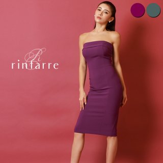 韓国製 | rinfarre | シンプル 無地 ベア ストレッチ タイト ミディアムドレス ワンピース