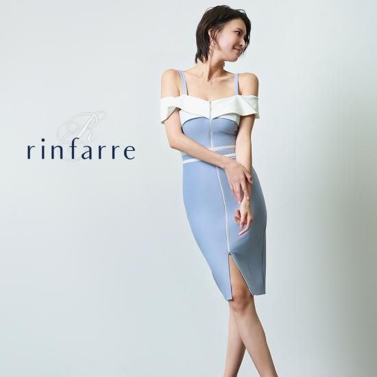 リンファーレ新作サテンオフショルドレス rinfarre | ブルーオフショルドレス - rinfarre | 韓国製の大人女性