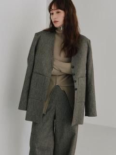 Hella<br>silk nep collarless jacket<br>