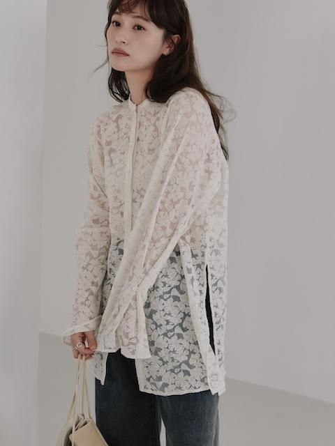 【新品】Hella tulle embroidery shirt アイボリー hella,tulle embroidery shirt