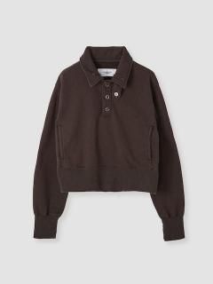 JANE SMITH<BR>FROSTING COTTON FLEECE SNAP COLLAR PULLOVER<BR>