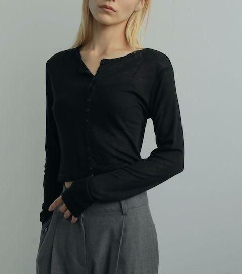 トップス Sheer Rib Cardigan anuke anuke ,Sheer Rib Cardigan