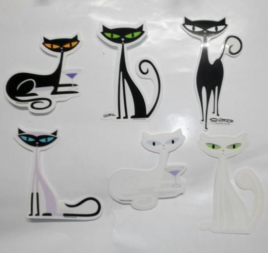 大型セールや時期 SHAG シャグステッカー 白 黒 cat ブラックキャッツ キャット 猫 コレクション