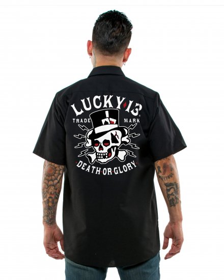 バンドTシャツ 通販 ラッキー13 ワークシャツ LUCKY13 骸骨 スカル 