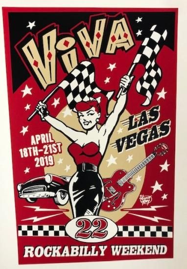 ビヴァ ラス ベガス Viva Las Vegas シルクスクリーン ポスター 22 Vince Ray　ロカビリー 雑貨