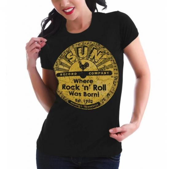 サン・レコード　Tシャツ　ビッグロゴ　ブラック　XLサイズ　ロックT 古着 バンドTシャツ,通販,サン レコード Tシャツ (レディース) Sun
