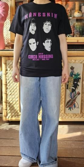 マネスキン Tシャツ MANESKIN LIVE FACES 黒 正規品,バンドT