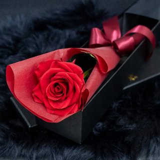 [ROSEGIFT]プレミアムプリザーブドローズ 大輪1本薔薇花束 ギフトボックス