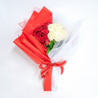 [成人祝い/成人式]ロッソビアンコローズ バラの花束 紅白 20本