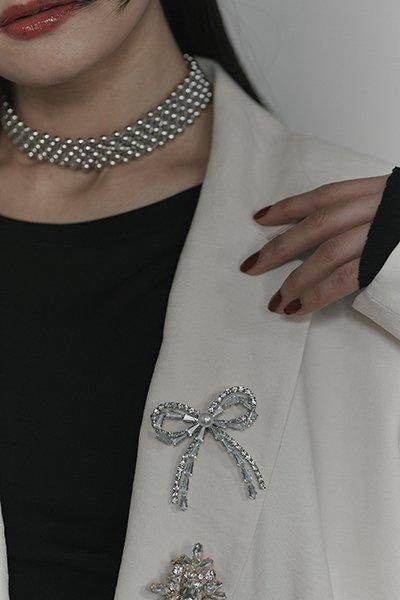 crystal ribbon brooch