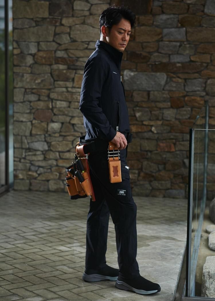 美品 セットアップ フラノ ジップブルゾン & バックストラップパンツ 紺 STUD'S CORDURA NYCO ストレッチ長袖ブルゾン S1200 【ダブル