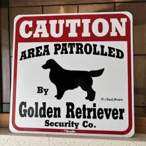 Caution サインボード ゴールデンレトリーバー