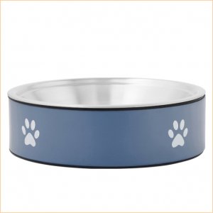 フリスコ・足跡・滑り止めステンレス食器ブルーベリー色---Frisco Paw Print Non-Skid Stainless Steel Dog & Cat Bowl