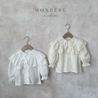 2022aw【monbebe】ママもおそろい：Milanda frill blouse ／＊(S081)