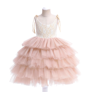 2022aw 大きなサイズまで：3color lace tiered tulle dress / C(S09)