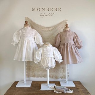 2023ss【monbebe】ママもおそろい：Frill Lace Rompers・Onepiece ／*(A01)