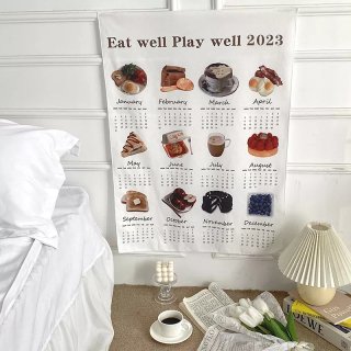 2023ss British Eat well Play wellタペストリーカレンダー /C(O03)