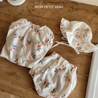 2023s【Mon petit】Baby 2color：flower embroidery set up /* (N04)★