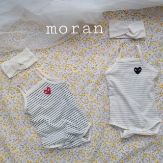 2023s【Moran】 ハート刺繍のキャミロンパース ヘアバンドset /＊(B051)★