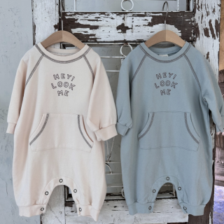 2023AW【The Beige】Baby：LOOKMEプリントロンパース /* (N07)★