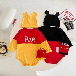 2023AW Halloween！mickey and pooh rompers 3item set /C(B08)