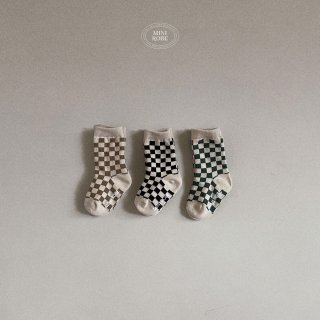 2024s1【minirobe】2 checkerboard socks set /* (N01)★