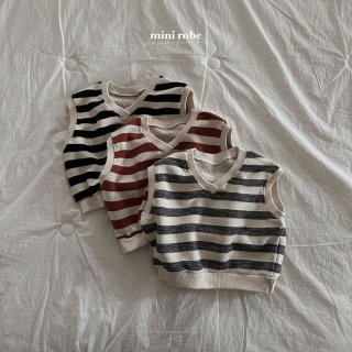 2024s1【minirobe】26 stripe v-neck vest /* (N01)★