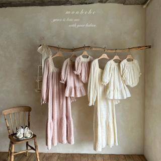 【バナナちゃん】monbebe ワンピース　1〜2y＋ママサイズ バナナちゃん様専用】monbebe ワンピース 1〜2y＋ママサイズ