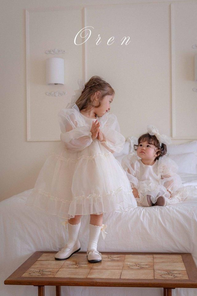 本日限定10%OFF オーバーメイド発表会ドレス&カーディガン130cm 2025aw1【OREN】66：(80cm~120cm)マリアンオーガンザロンパース