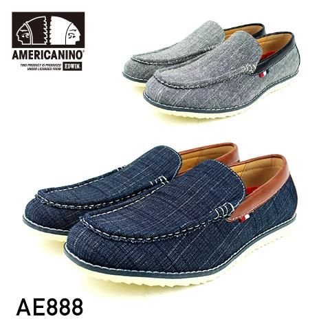 Americanino Edwin アメリカニーノ エドウィン Ae8 軽量カジュアルローファー スリッポン メンズ Denim Light Gray デニム ライトグレー レッドテント 公式ストア