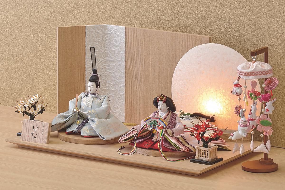 清水久遊　雛人形　親王平飾りセット・間口約８０×奥行約４０×高さ約２８㎝ 清水久遊 雛人形 親王平飾りセット・間口約80×奥行約40×