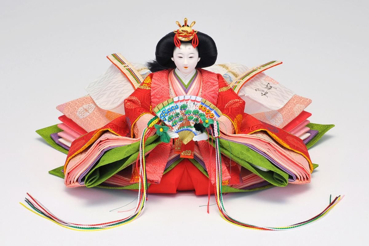 【美品】小出松寿作　雛人形　親王飾り 三段セット 雛人形】京十一番 平安 雲鶴文様(紺) 親王飾り〈小出松寿作