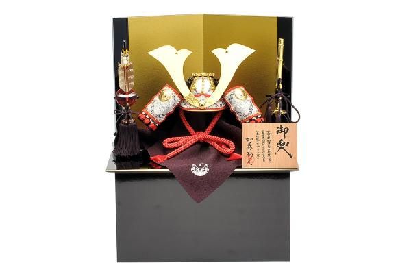 横幅75cm｜加藤鞆美作｜1/2 武将 毛利元就兜｜渋い五月人形