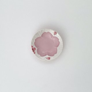 薄ピンク釉虹彩桜　桜豆皿