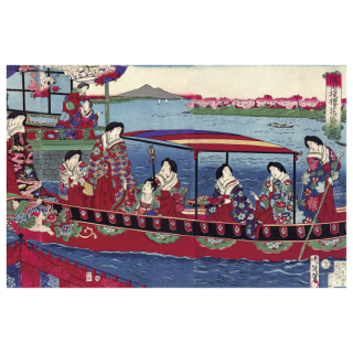 浮世絵ブックカバー　24.櫻花盛之図