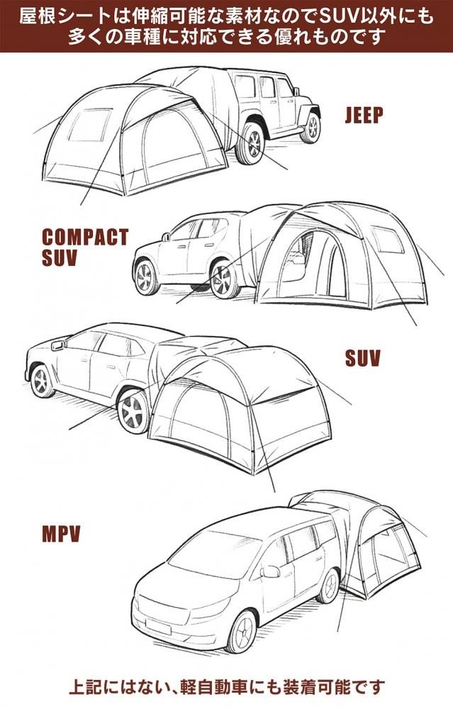 Landfield リアゲートハッチバックテント 車中泊テント オールシーズン対応 Suvテント 避難テント 防災 Lf Cht010 Gy