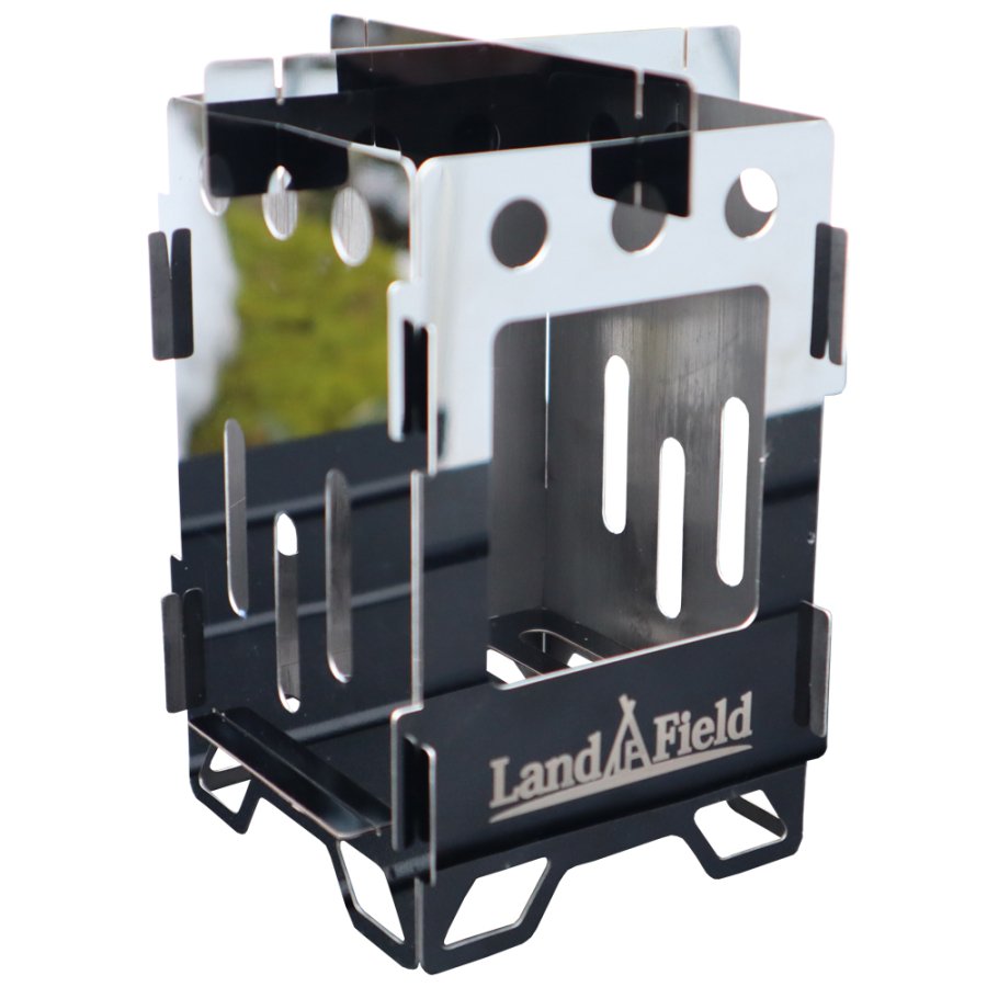 折り畳み 小型 ミニサイズ アウトドアストーブ 焚き火 火起こし器 調理 コンパクト 便利 キャンプストーブ 組み立て式 収納袋付き  LandField LF-CPS010