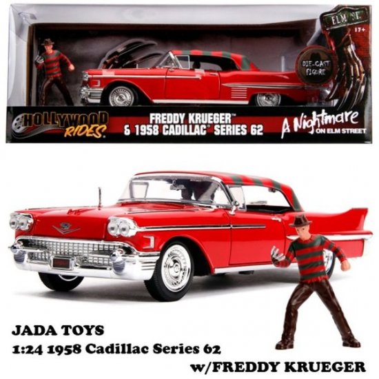 ೹ΰ̴ ߥ˥ 1:24 Hollywood Rides 1958 Cadillac Series 62 w/FREDDY KRUEGER ǥ륫㥹