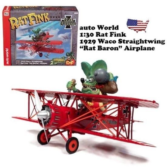 åȥե󥯡ߥ˥AUTO WORLD 1:30 RAT FINK 1929 WACO STRAIGHTWING RAT BARON AIRPLANE