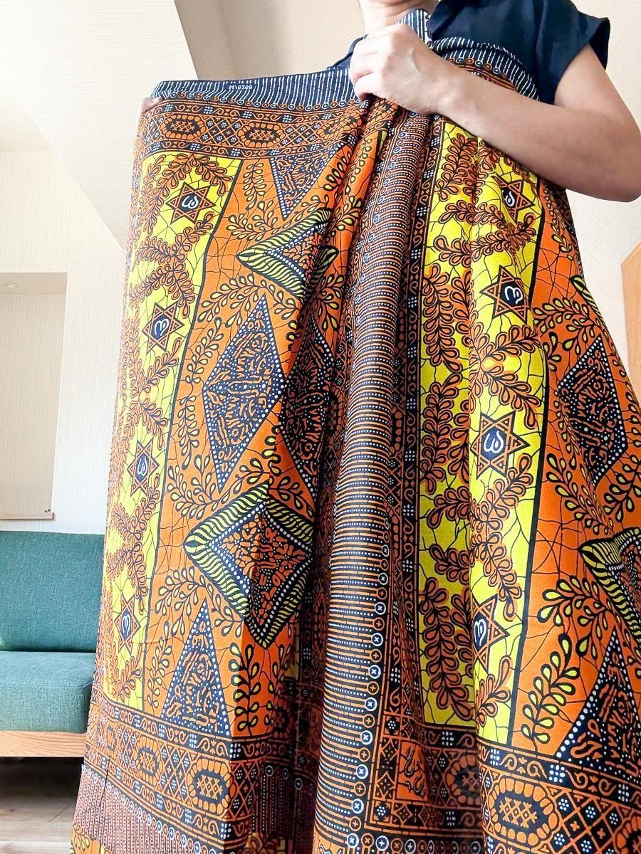 地下足袋 アフリカ布 パーニュ 柿渋 渦巻き 23cm 7枚こはぜ