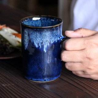 小石原焼 小石原焼き 藍釉 マグカップ タンブラー 秀山窯 陶器 器 NHK イッピンで紹介