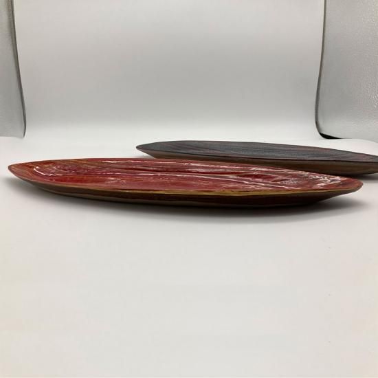 小石原焼 小石原焼き リーフ皿 お皿 赤 黒 マルワ窯 陶器 皿