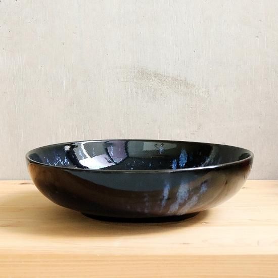 小石原焼 小石原焼き 宇宙柄 藍釉7寸鉢 深皿 カレー皿 21cm