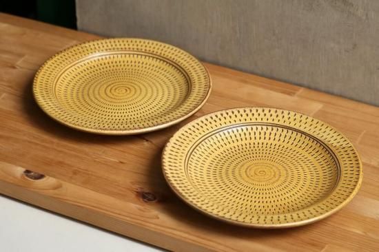 小石原焼 柳瀬本窯元 | 飛び鉋リム付き平皿 - reboot-life